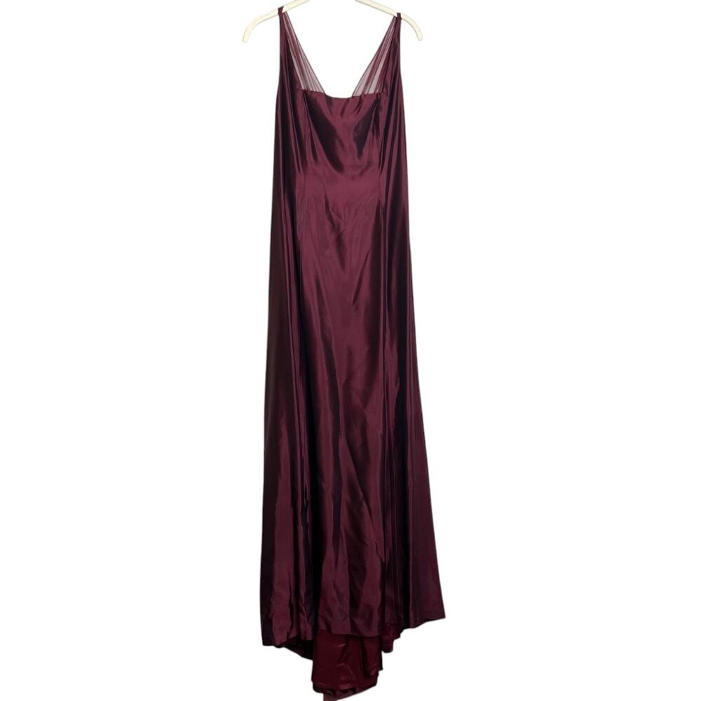 Vintage Vera Wang Burgundy Satin Evening Gown Y2K Formal Dress USA